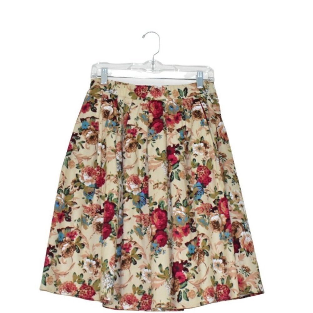 Taydey A Line Pleated Floral Skirt Size L